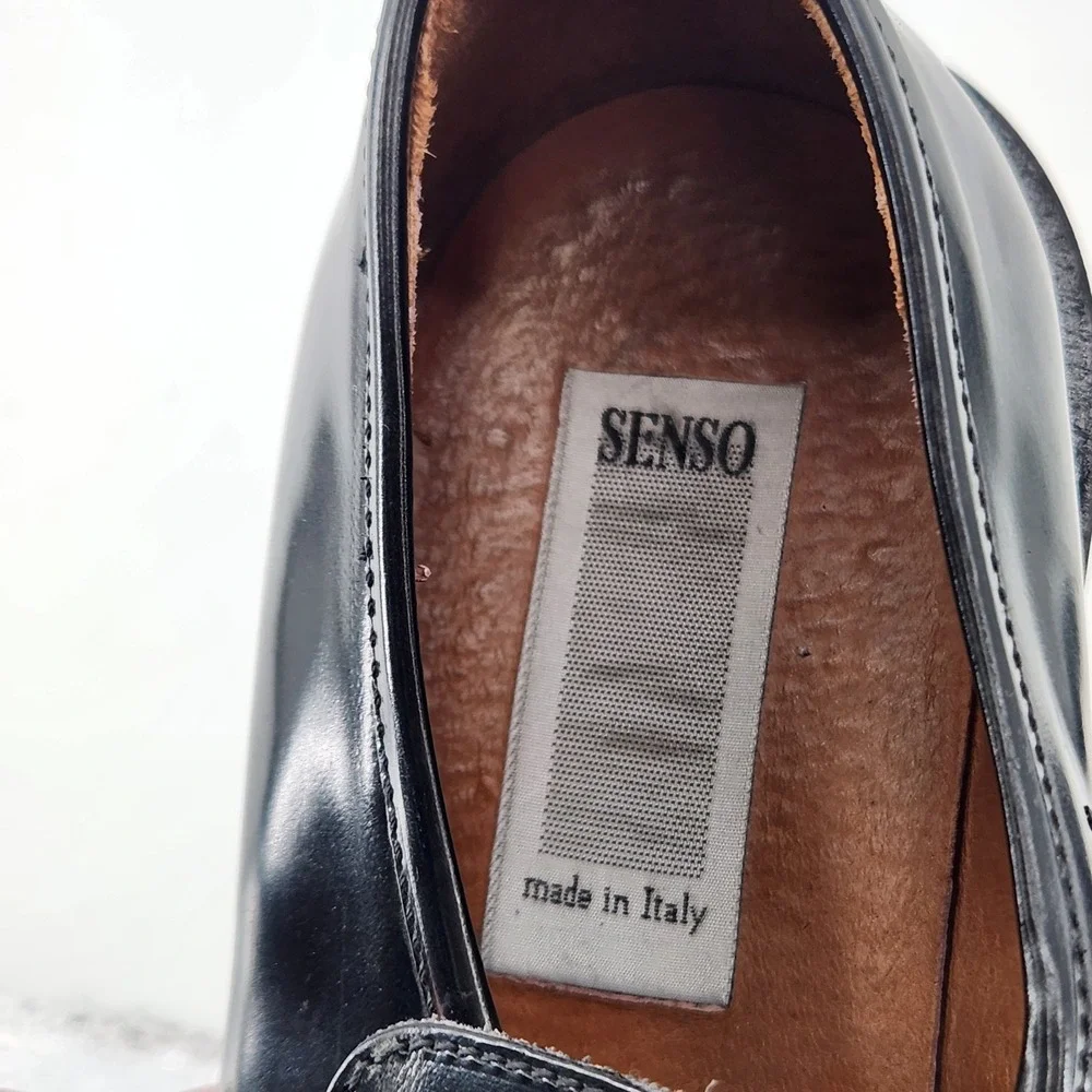 Senso Loafers Mens EU 43‎ US 10 Black Patent Leather Slip On Shoes Italy